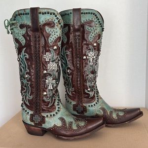 New Double D Ranch Ammunition Boot Turquoise by Old Gringo size 8.5